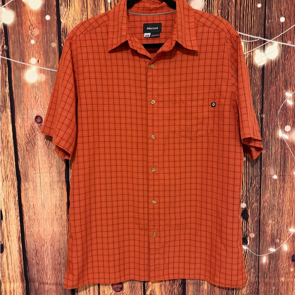 Marmot Men's Casual Orange Plaid Shirt